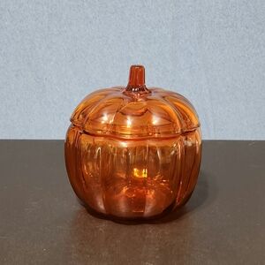 Vintage Anchor Hocking glass pumpkin candy jar
